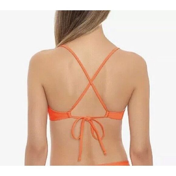 1661 salt + Cove  Salt + Cove Juniors Solid Underwire Bikini Top Orange sz S new - Picture 2 of 2